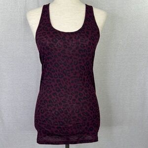 PINK Victoria Secret Woman’s Leopard Print Burgundy Racerback  Tank Top Sz SP